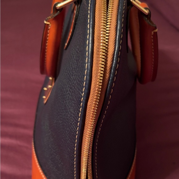 Dooney & Bourke Saffiano Pebble Grain Leather Doomed Satchel, Navy - Picture 10 of 12